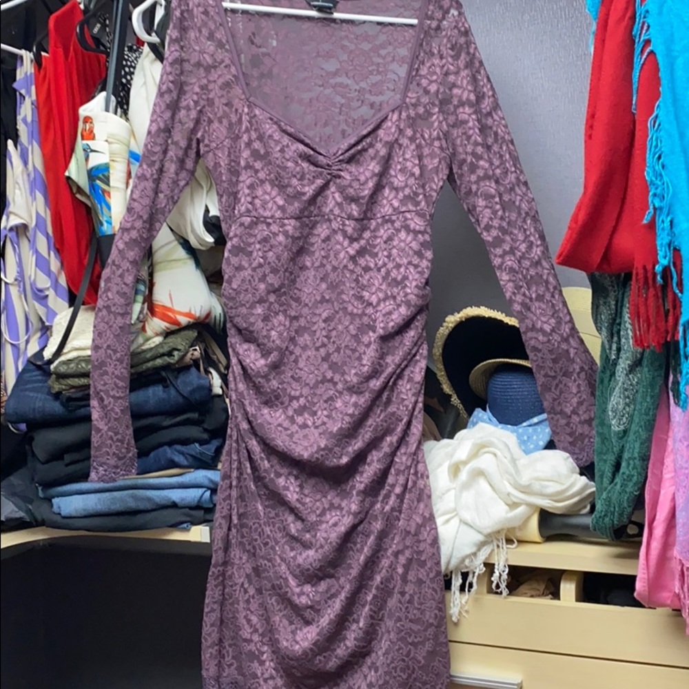 Moda international sexy long sleeve lace dress